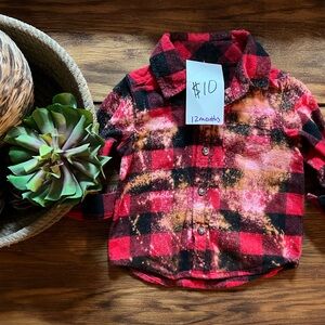 Plaid Kids Shirt - Red and Black